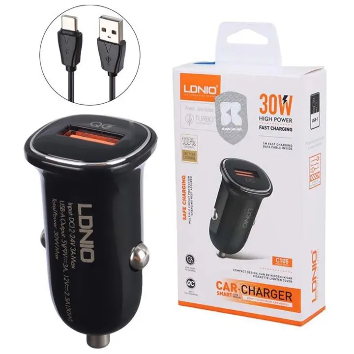شارژر فندکی الدینیو مدل C105 توان 30 وات