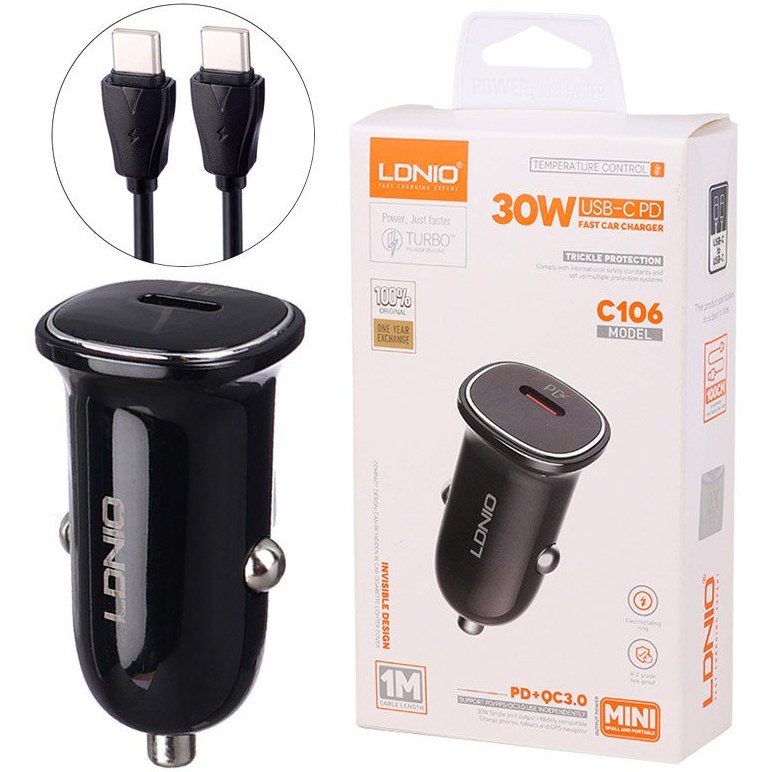 شارژر فندکی الدینیو مدل C106 توان 30 وات