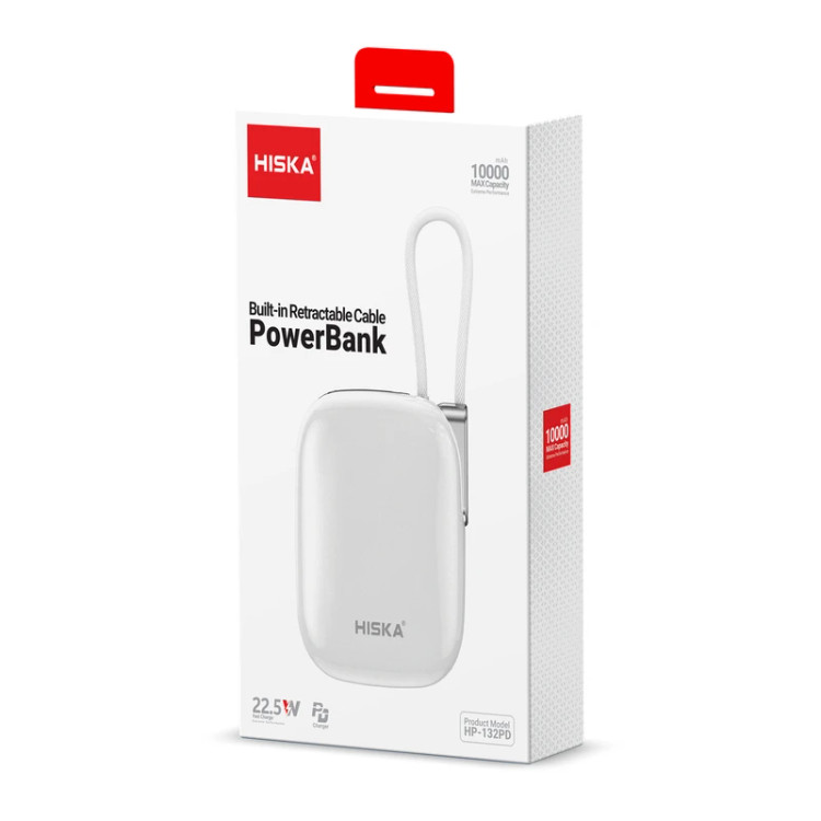پاوربانک هیسکا HP132PD ظرفیت 10000 میلیآمپر ساعت با شارژ سریع PD