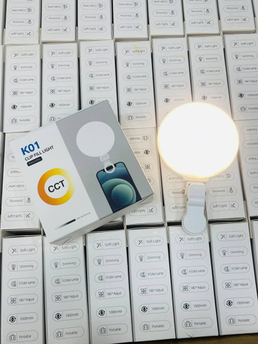 رینگ لایت سلفی گیرهای K01 با گیره نصب موبایل و نور LED قابل تنظیم