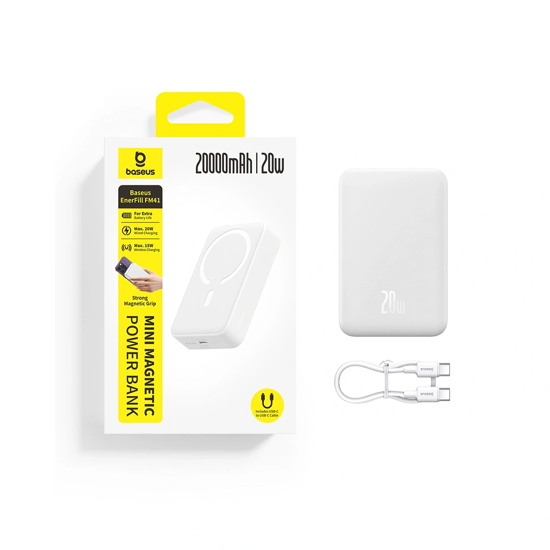 پاوربانک وایرلس ۲۰۰۰۰ بیسوس Baseus EnerFill FM41 Mini Magnetic 22.5w