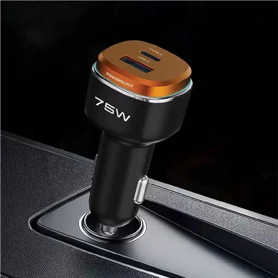 شارژر فندکی 75 وات 2 پورت USB-C پاورولوژی مدل PCCSR024BKOG