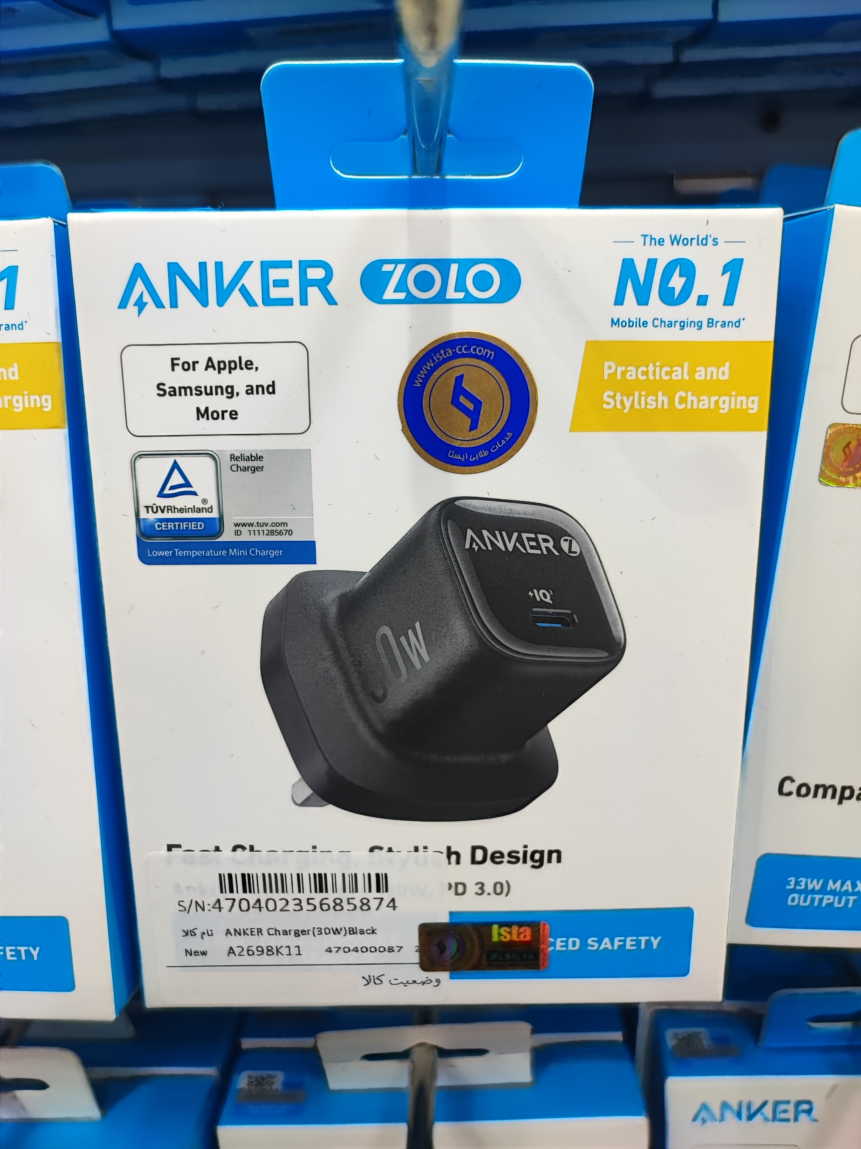 شارژر دیواری ۳۰ وات انکر مدل A2698 گارانتی ISTA