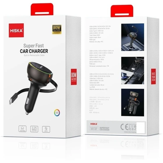شارژر فندکی 80 وات هیسکا مدل HCC-337