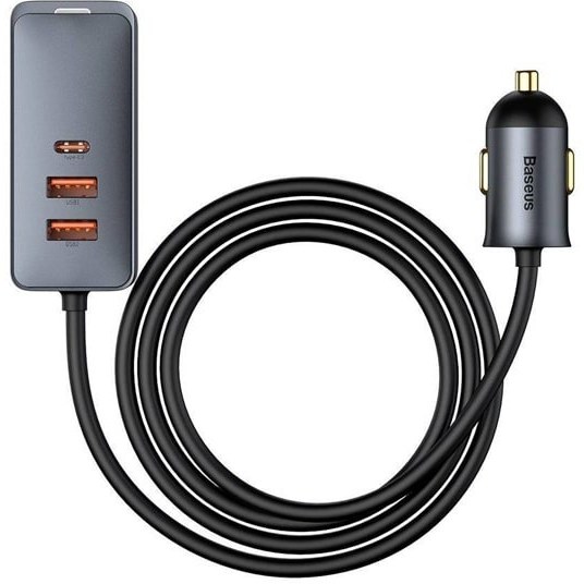 شارژر فندکی ۱۲۰ وات بیسوس مدل Share Together CCBT-A0G (دارای ۴ پورت و کابل ۱.۵ متری)
