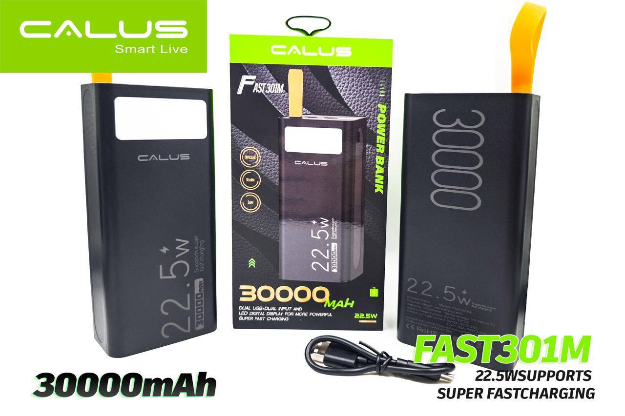 پاوربانک ۳۰۰۰۰ میلی‌آمپر کالوس (Kalus) مدل FAST 301M فست شارژ