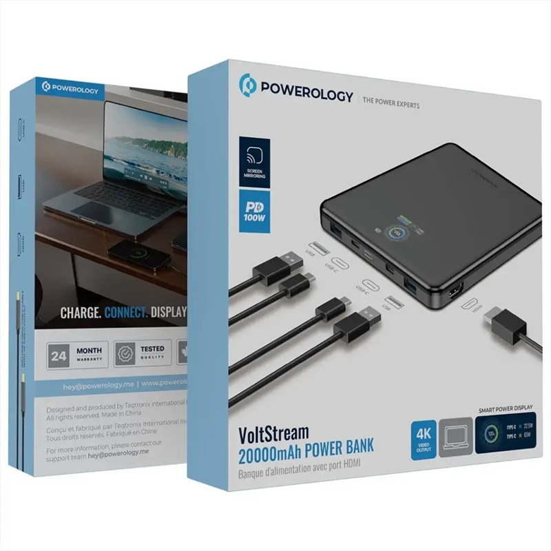 پاوربانک ۲۰۰۰۰ میلی‌آمپر پاورولوژی Powerology VoltStream مدل PPBCHA89