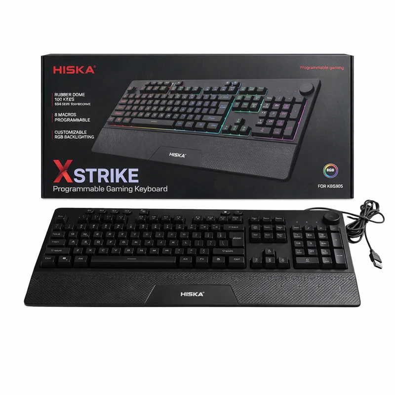کیبورد گیمینگ با سیم هیسکا مدل HX-KEG405 با نورپردازی RGB