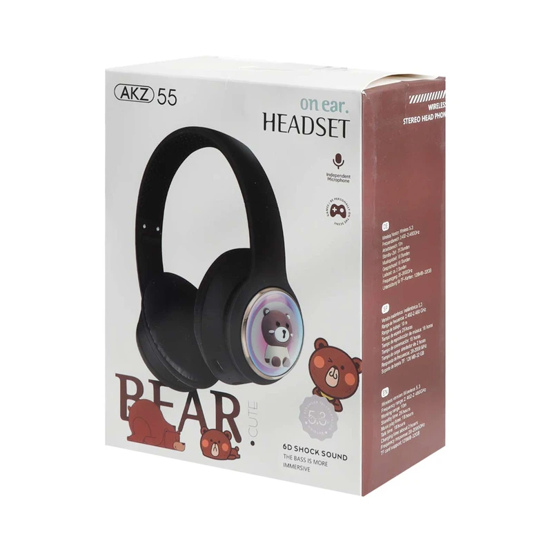 هدفون بلوتوثی عروسکی طرح خرسی مدل AKZ-55