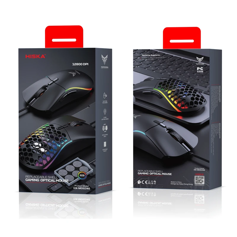 ماوس گیمینگ حرفه‌ای هیسکا مدل Hiska HX-MOG340 (با سیم) - مخصوص رقابت‌های eSports