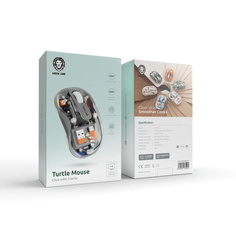 ماوس بی‌سیم گرین لاین مدل Turtle Mouse - دقت ۲۴۰۰ DPI