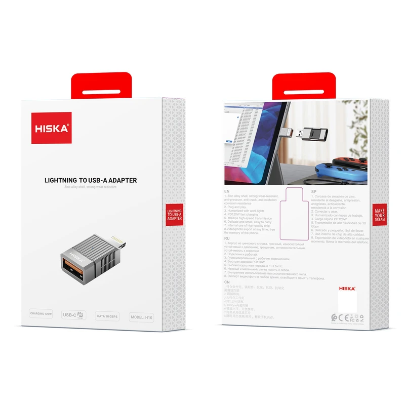 تبدیل OTG لایتنینگ به USB هیسکا مدل H10 - مخصوص آیفون و آیپد