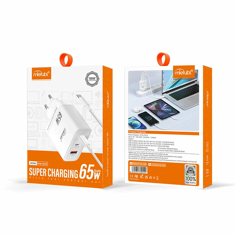 شارژر دیواری ۶۵ وات ۳ پورت میتوبل مدل MTB-CS07 - قابلیت سوپر فست شارژ