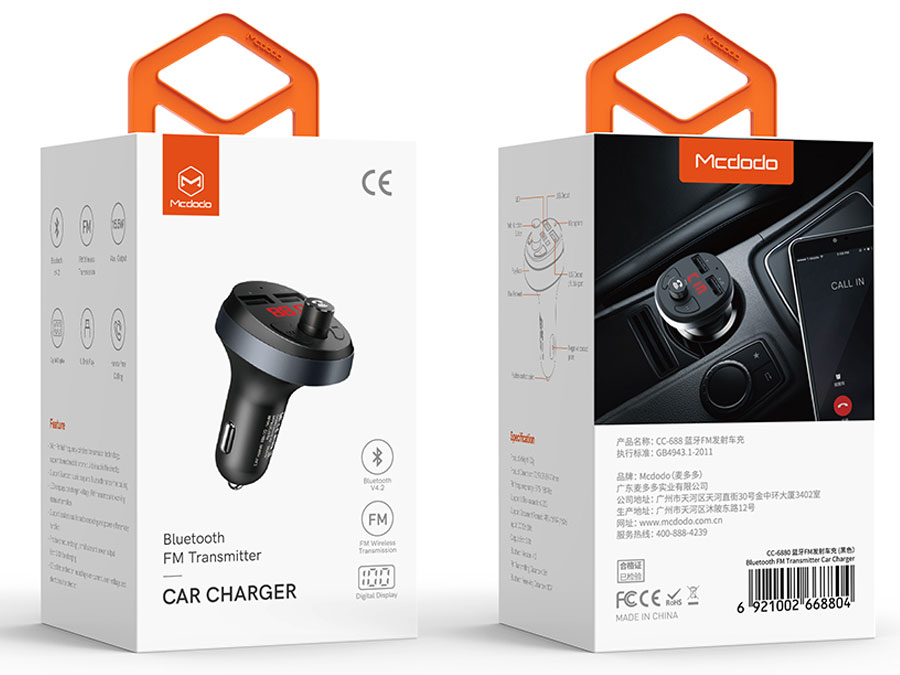 شارژر فندکی فست شارژ و گیرنده بلوتوثی مک‌دودو مدل CC-688