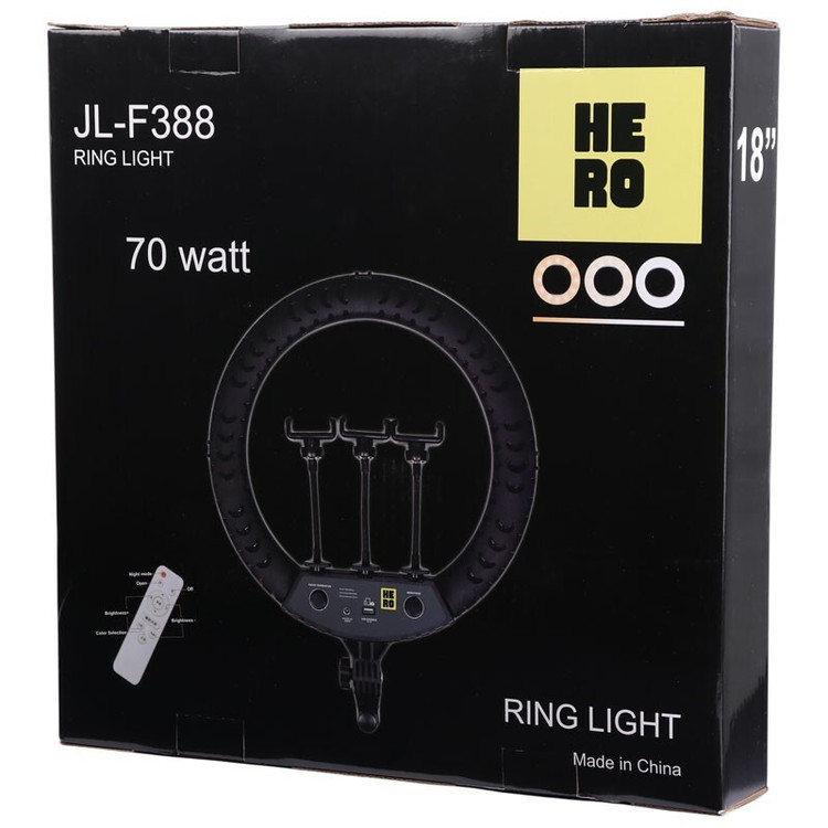 رینگ لایت ۱۸ اینچ هرو HERO مدل JL-F388 اورجینال (۷۰ وات)