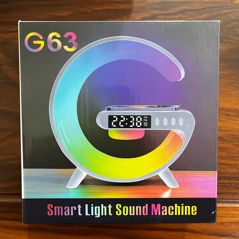 چراغ خواب چندکاره و اسپیکر بلوتوثی مدل G63 (شارژر وایرلس و رقص نور RGB)