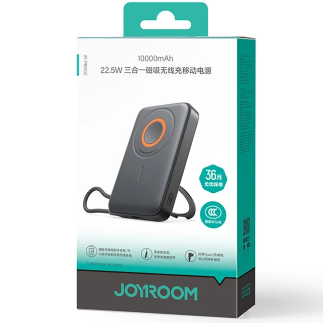 پاوربانک وایرلس ۱۰ هزار مگ‌سیف جوی‌روم مدل JR-PBM02 توان ۲۲.۵ وات