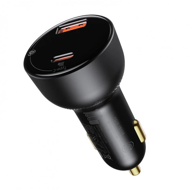 شارژر فندکی فست شارژ خودرو بیسوس 100 وات دو پورت مدل CCZX-01