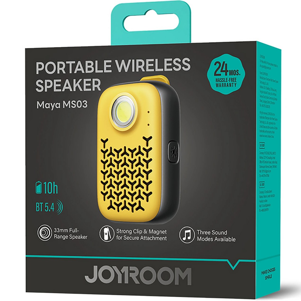 اسپیکر بلوتوثی قابل حمل جویروم مدل JR-MS03 با گیره و مگنت اتصال