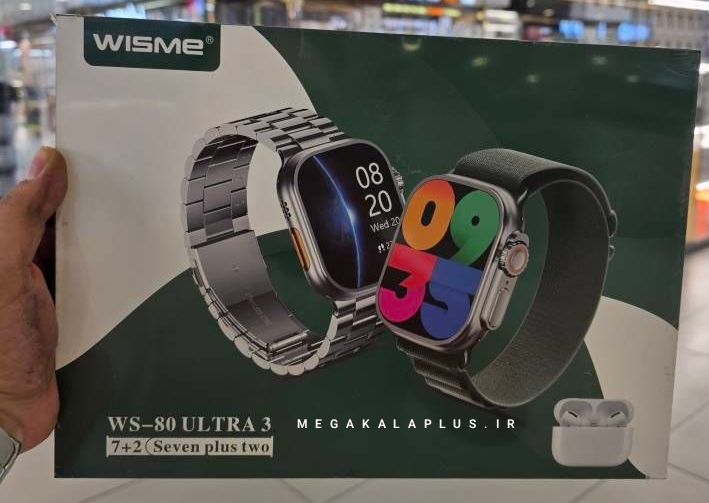 ساعت هوشمند ویسمی مدل WS-80 Ultra 3 به همراه 7 بند و ایرپاد