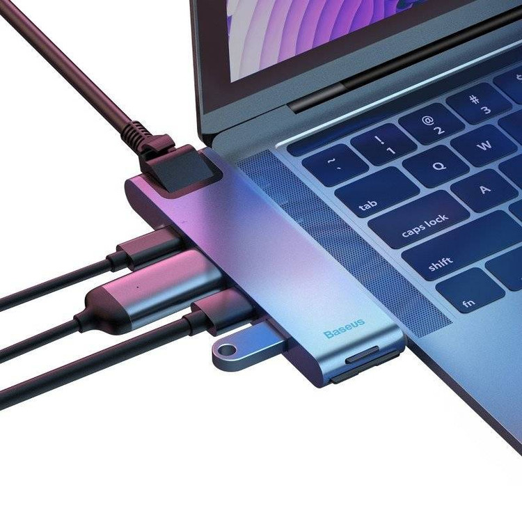 هاب 7 پورت تایپ سی مک بوک بیسوس مدل Baseus Thunderbolt C+Pro CAHUB-L0G