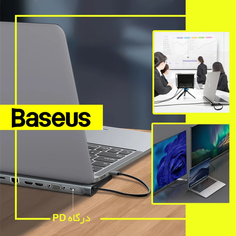 هاب USB-C باسئوس مدل CATSX-G0G با ۱۱ پورت