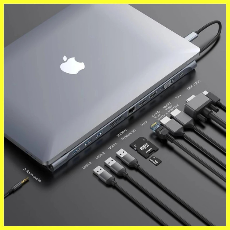 هاب USB-C باسئوس مدل CATSX-G0G با ۱۱ پورت