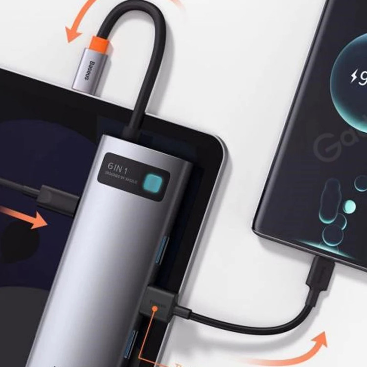 هاب USB-C باسئوس مدل CW0G شش پورت