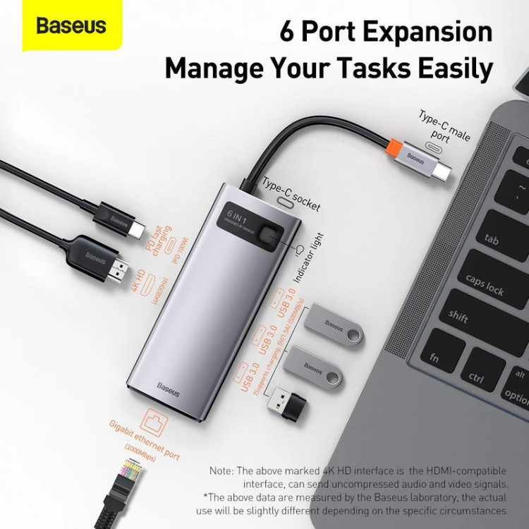 هاب USB-C باسئوس مدل CW0G شش پورت