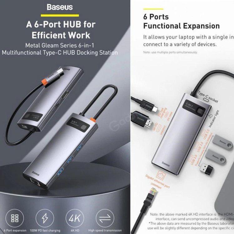 هاب USB-C باسئوس مدل CW0G شش پورت