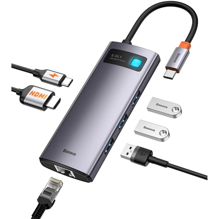 هاب USB-C باسئوس مدل CW0G شش پورت