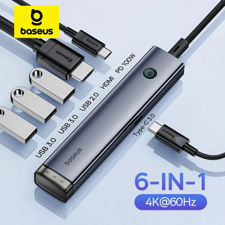 هاب ۶ پورت تایپ سی باسئوس مدل BS-OH166