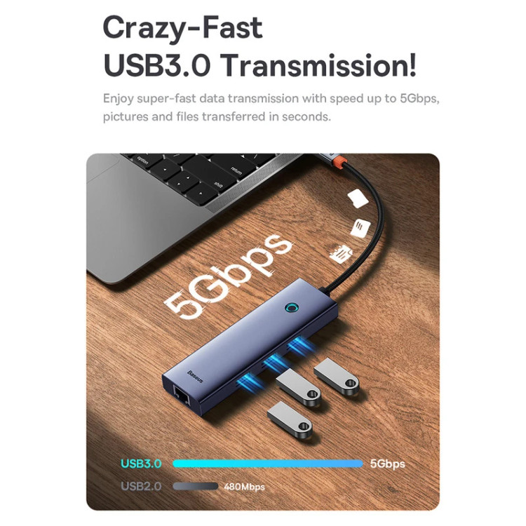 هاب USB-C باسئوس مدل BS-OH151 شش پورت