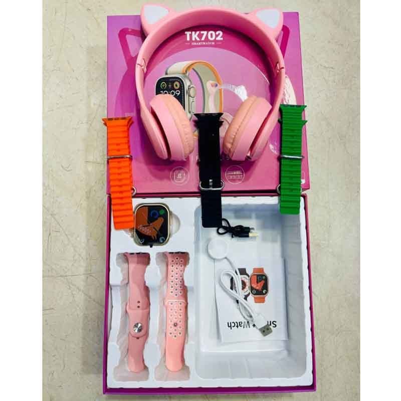 پک ساعت هوشمند به همراه هدفون بی‌سیم مدل TK702