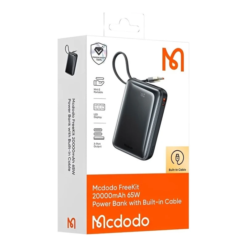 پاوربانک مک دودو مدل MC-6370 ظرفیت 20000 میلی‌آمپر ساعت با توان 65 وات