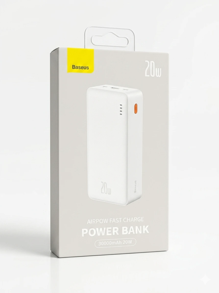 پاوربانک باسئوس AirPow Series ظرفیت 30000 میلی‌آمپر ساعت با شارژ سریع 20 وات