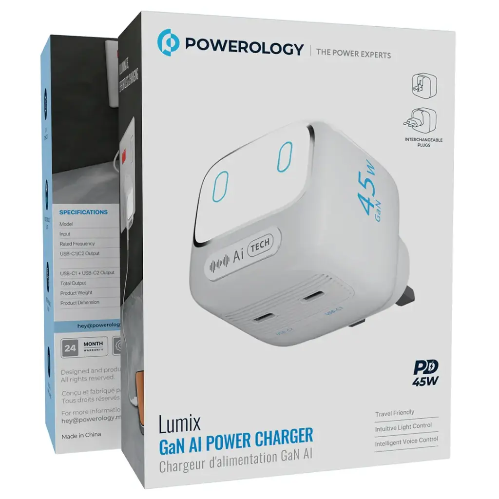 آداپتور شارژ سریع 45 وات پاورولوژی Lumix به همراه کابل USB-C