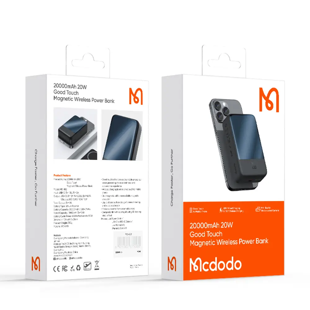 پاوربانک وایرلس (بی‌سیم) 20000 میلی‌آمپرساعت مک دودو مدل MC-5021