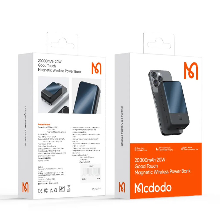 پاوربانک وایرلس (بیسیم) 20000 میلیآمپرساعت مک دودو مدل MC-5021