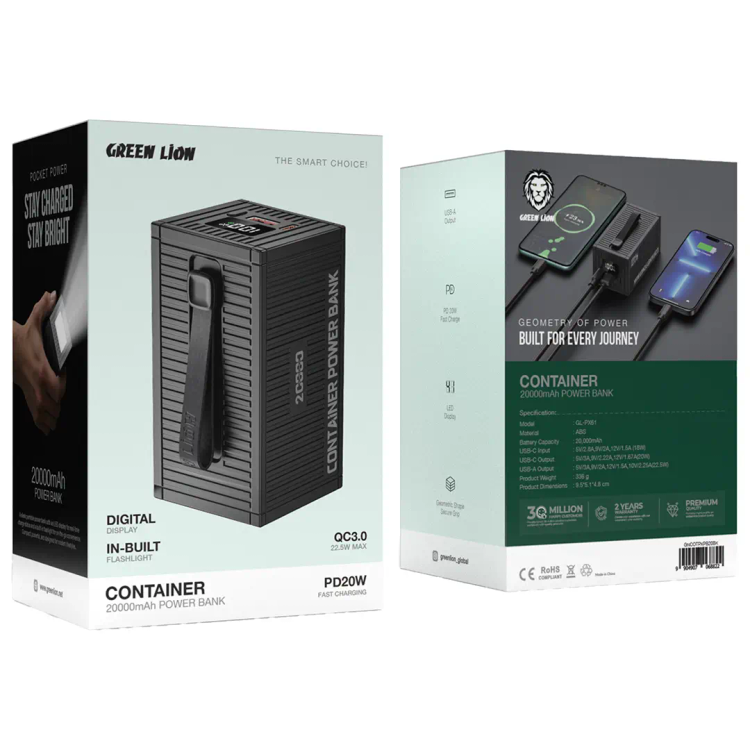 پاوربانک 20000 میلیآمپر گرین لاین مدل Container