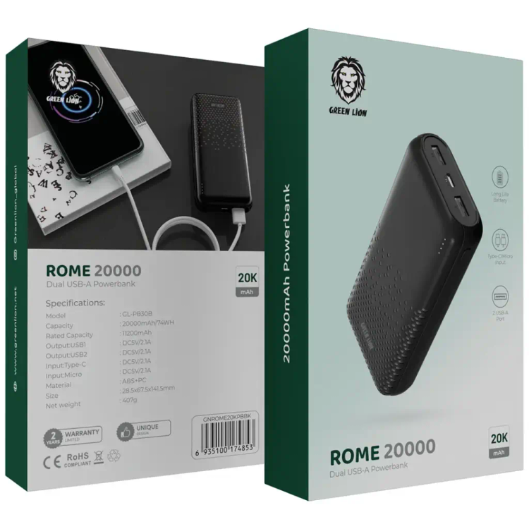 پاوربانک 20000 میلیآمپرساعت گرین لاین مدل ROME