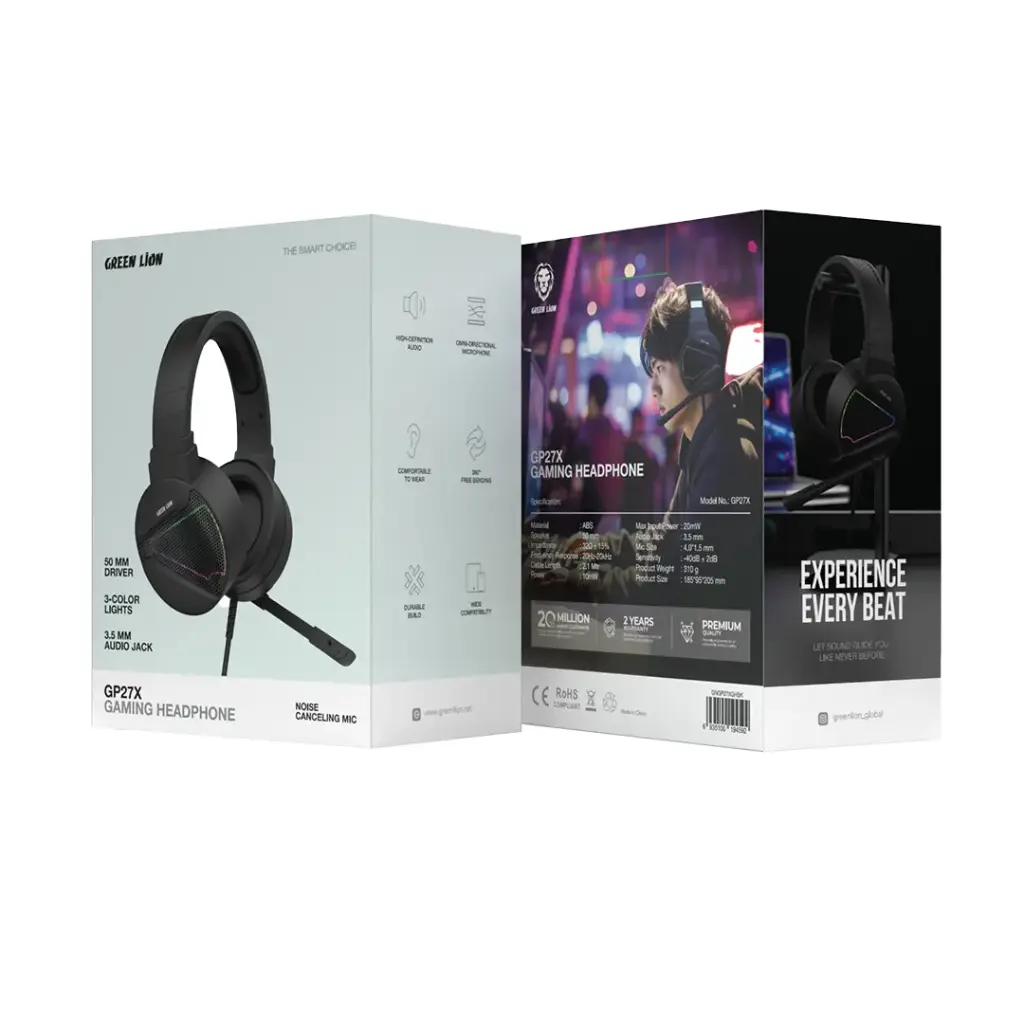 هدست گیمینگ گرین لاین مدل GP27X با میکروفون و نورپردازی RGB
