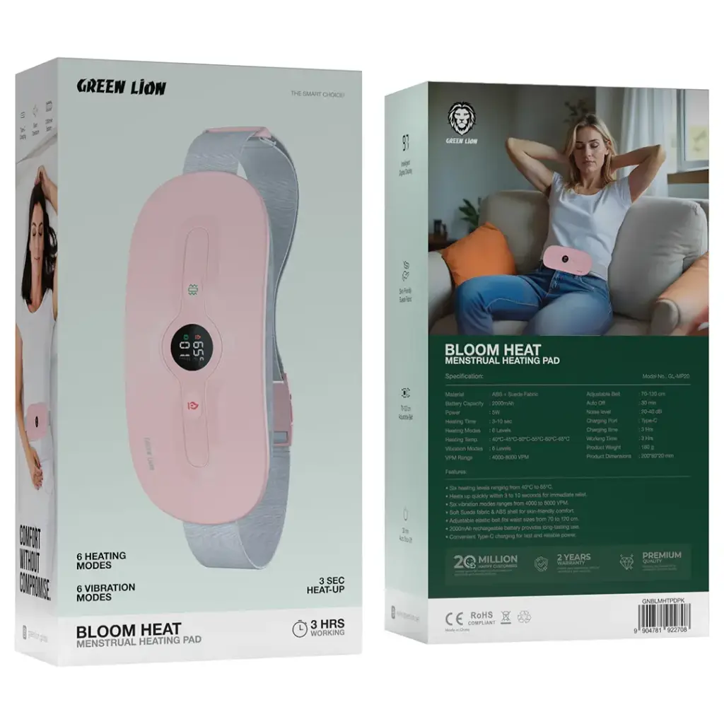 ماساژور و کمربند گرم‌کننده کمر و شکم گرین لاین مدل Bloom Heat