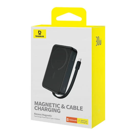 پاوربانک مغناطیسی 30 وات باسئوس مدل Magnetic ظرفیت 10000 میلی‌آمپر ساعت