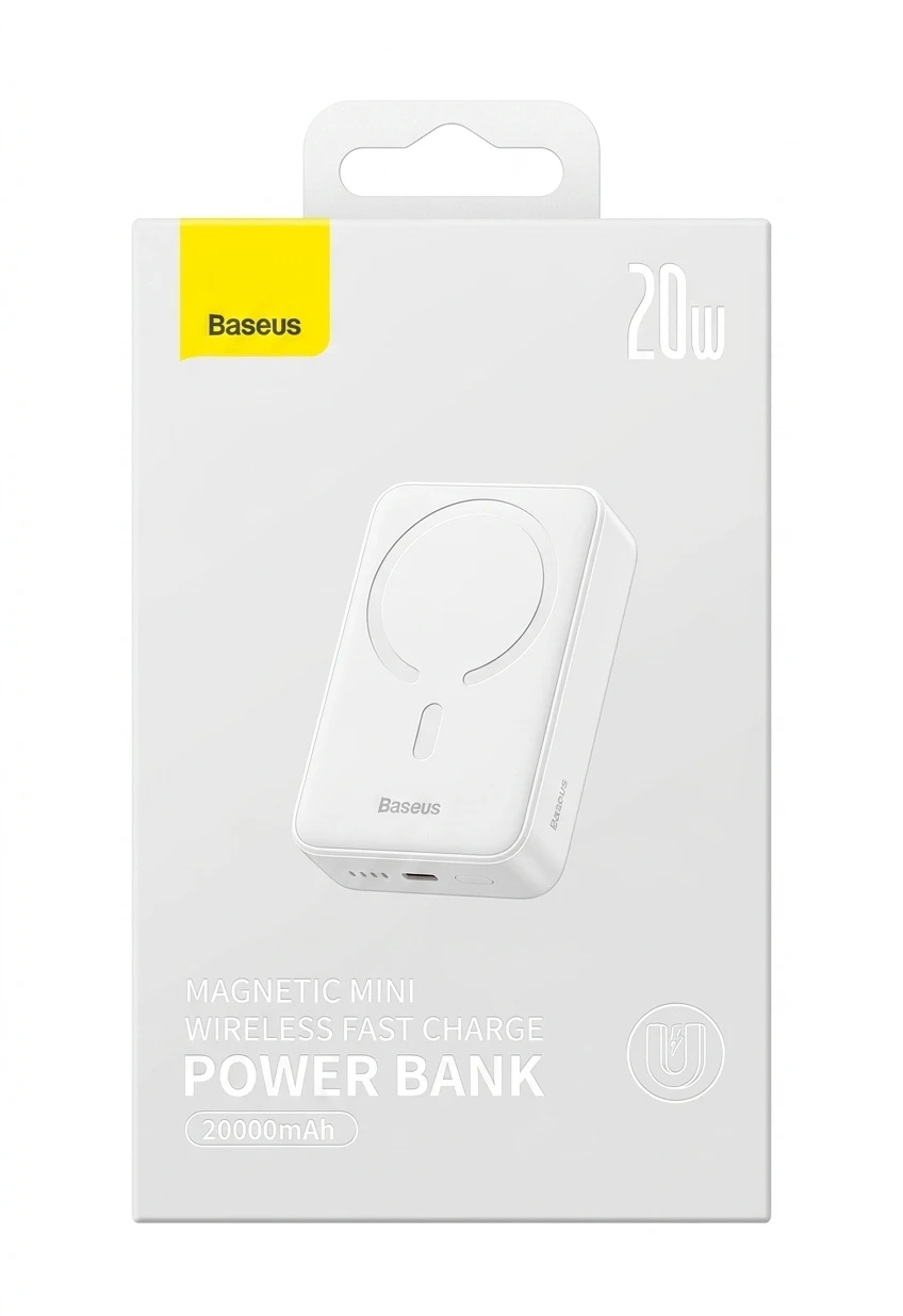 پاوربانک مگنتی ۲۰۰۰۰ میلی‌آمپر باسئوس مدل Magnetic Mini (توان ۲۰ وات)