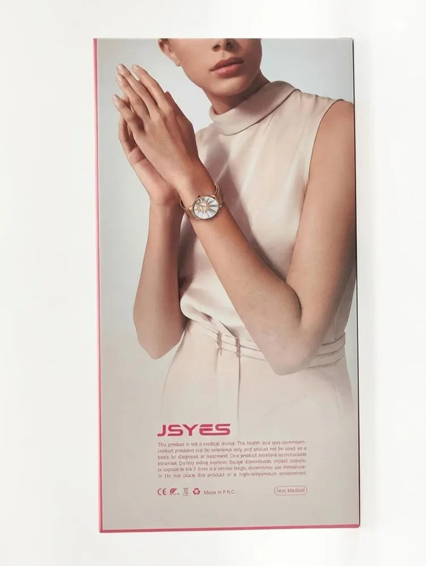 ساعت هوشمند زنانه JSYES MS27 صفحه گرد رزگلد با ۳ بند لاکچری، کلاسیک و اسپرت