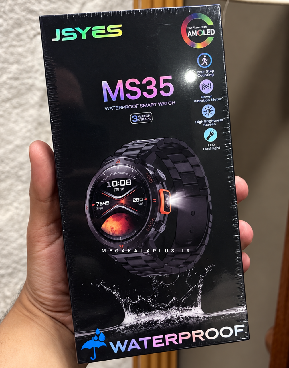 ساعت هوشمند JSYES MS35 با صفحه‌نمایش AMOLED، مکالمه بلوتوثی و ۳ بند