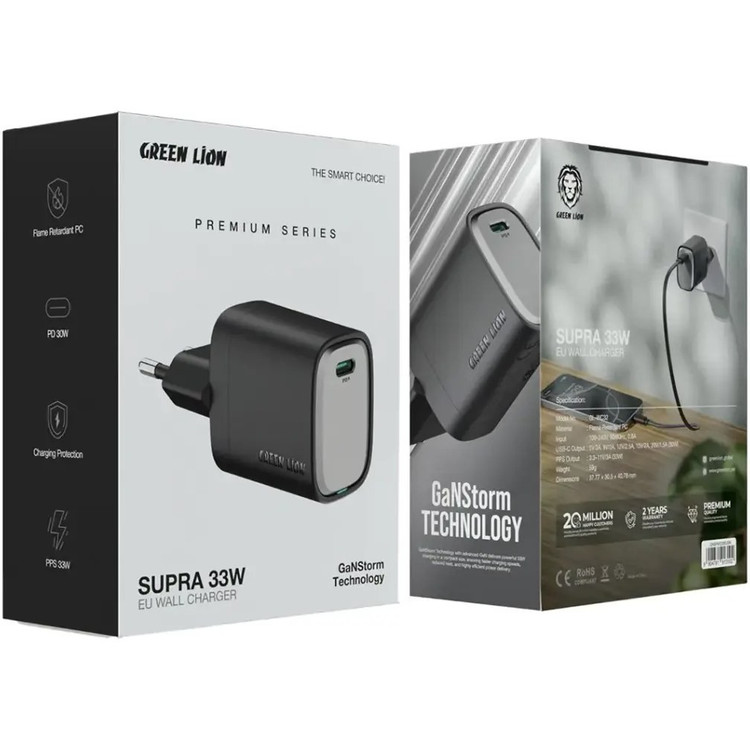 آداپتور شارژ سریع 33وات گرین لاین مدل SUPRA