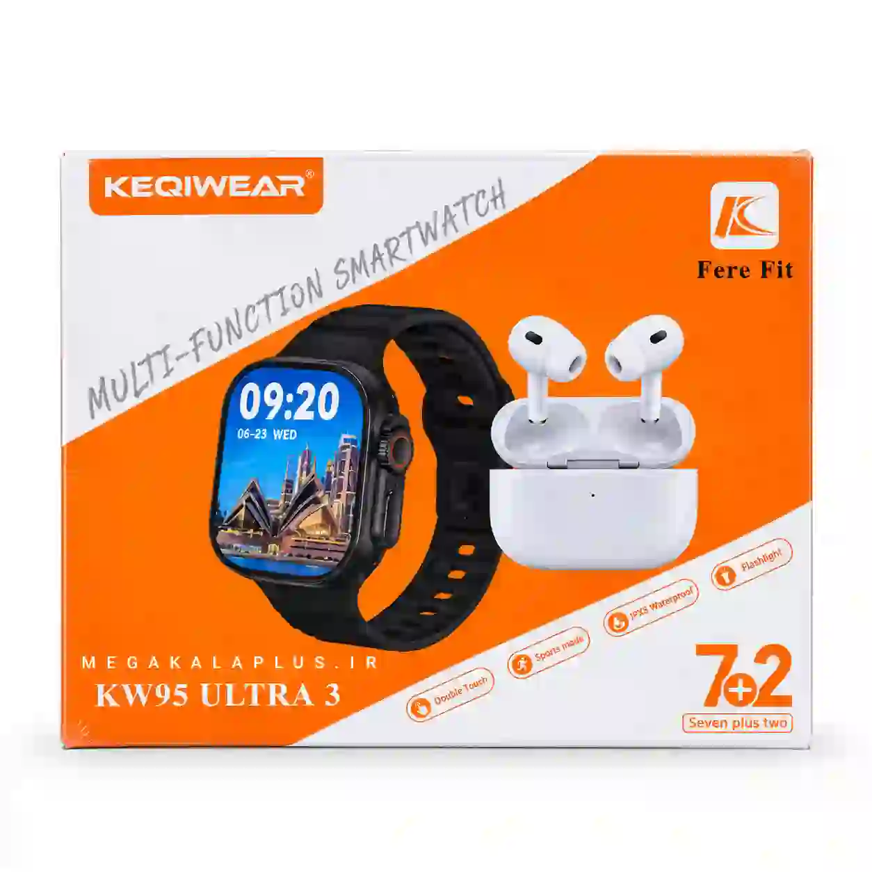 ساعت هوشمند KW95 Ultra 3 به همراه ایرپاد پرو 2 و 7 بند