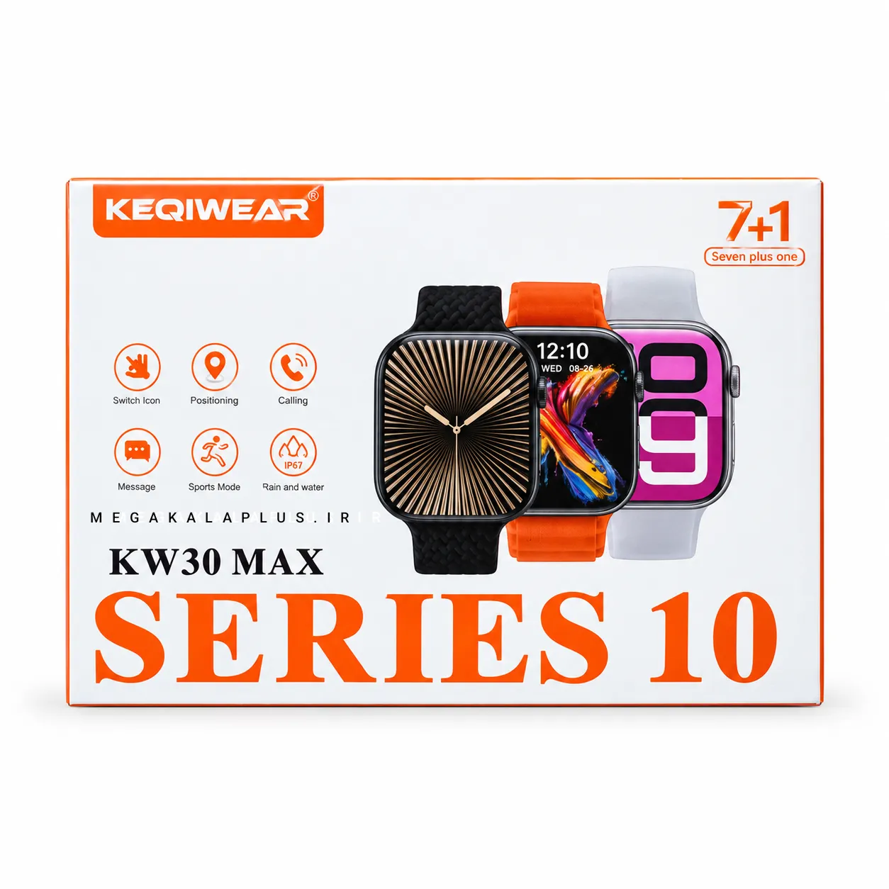 ساعت هوشمند کیکویر مدل KW30 MAX همراه با ۷ بند سیلیکونی